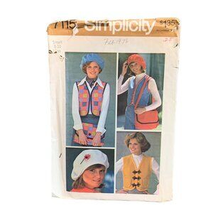 Vintage Simplicity 7115 Sewing Pattern for Vest Bag Hat